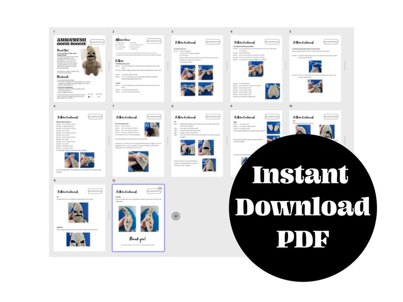 May include: A digital download PDF pattern for crocheting a plush amigurumi Oogie Boogie from the movie "The Nightmare Before Christmas". The pattern includes instructions and images for creating the character.