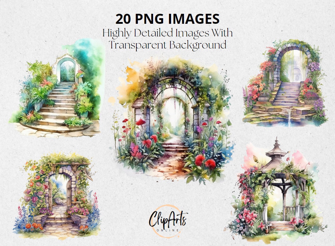 20 PNG Watercolor Secret Garden Clipart Secret Garden - Etsy