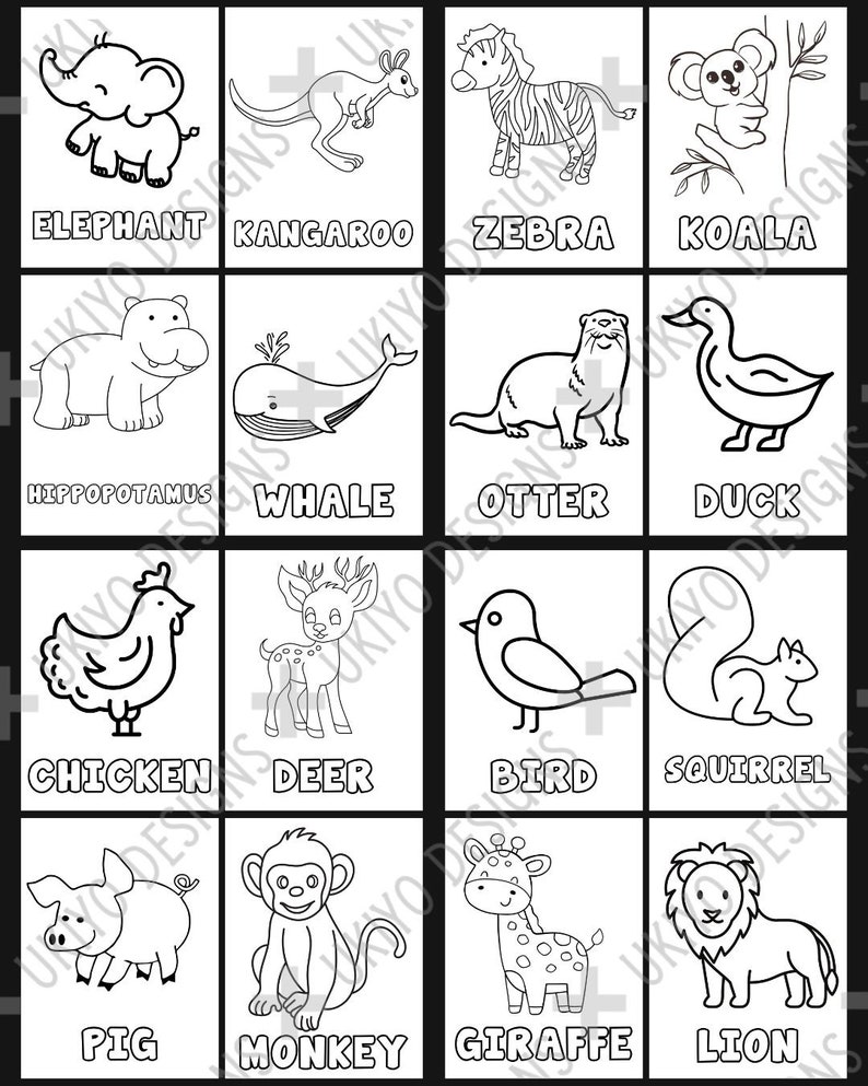 100 Animal Printable Coloring Pages for Kids, Toddlers, Preschoolers ...