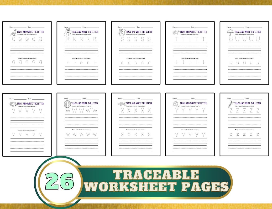Alphabet Worksheets Printable Worksheet A-Z Worksheet - Etsy