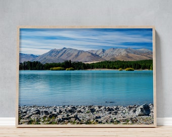 Framed Photo of New Zealand Lake Tekapo, Gift or Souvenir for Travellers, Minimal Landscape Photography for the Living Room or Home Office