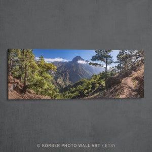 La Palma National Park Panoramic Wall Art, Serene Mountain View Photo Art Canvas Print for Bedroom, Livingroom and Zen Office Decor
