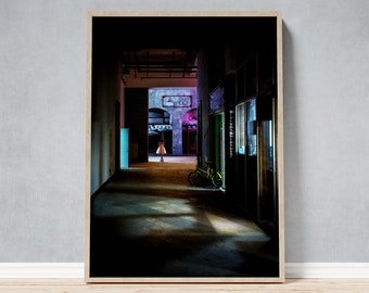 Framed Photo of Urban Nightlife in China, Dreamy Painterly Street Photography from Foshan, Original Housewarming Gift for Art Lovers