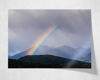 Rainbow in New Zealand Large Photo Poster, Uplifting Scenic Fiordland Art Print, Gift or Souvenir for NZ Travellers, Team-boosting Art