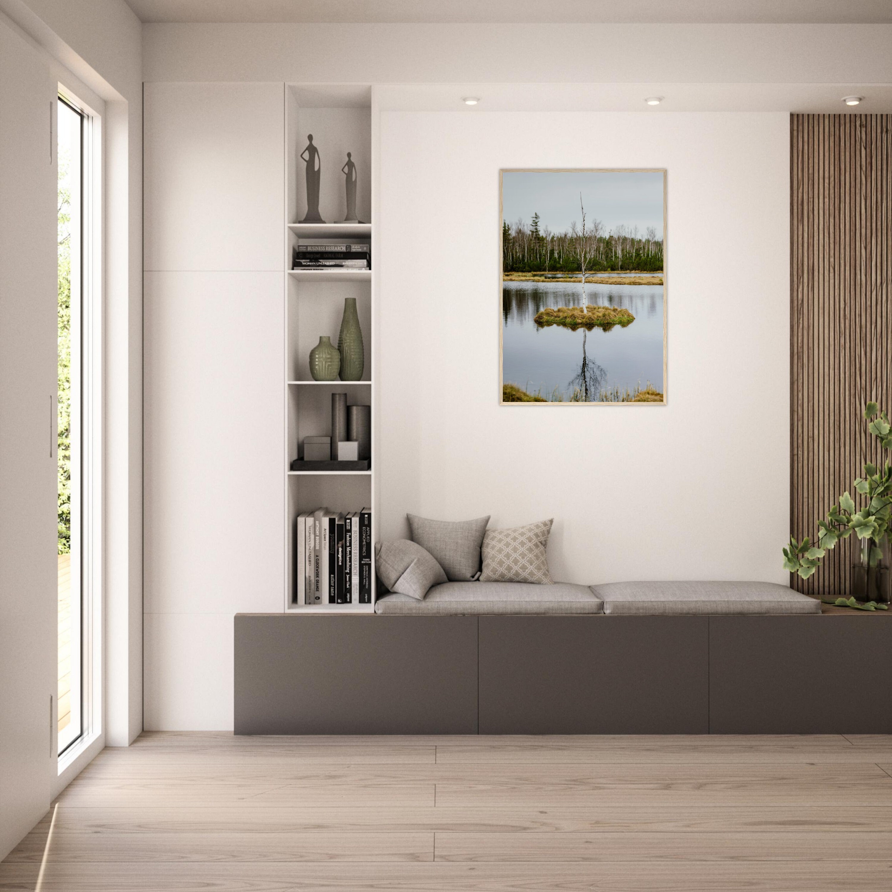 Floating Birch Tree Framed Photo, Reflections in High Moor Lake Wall ...