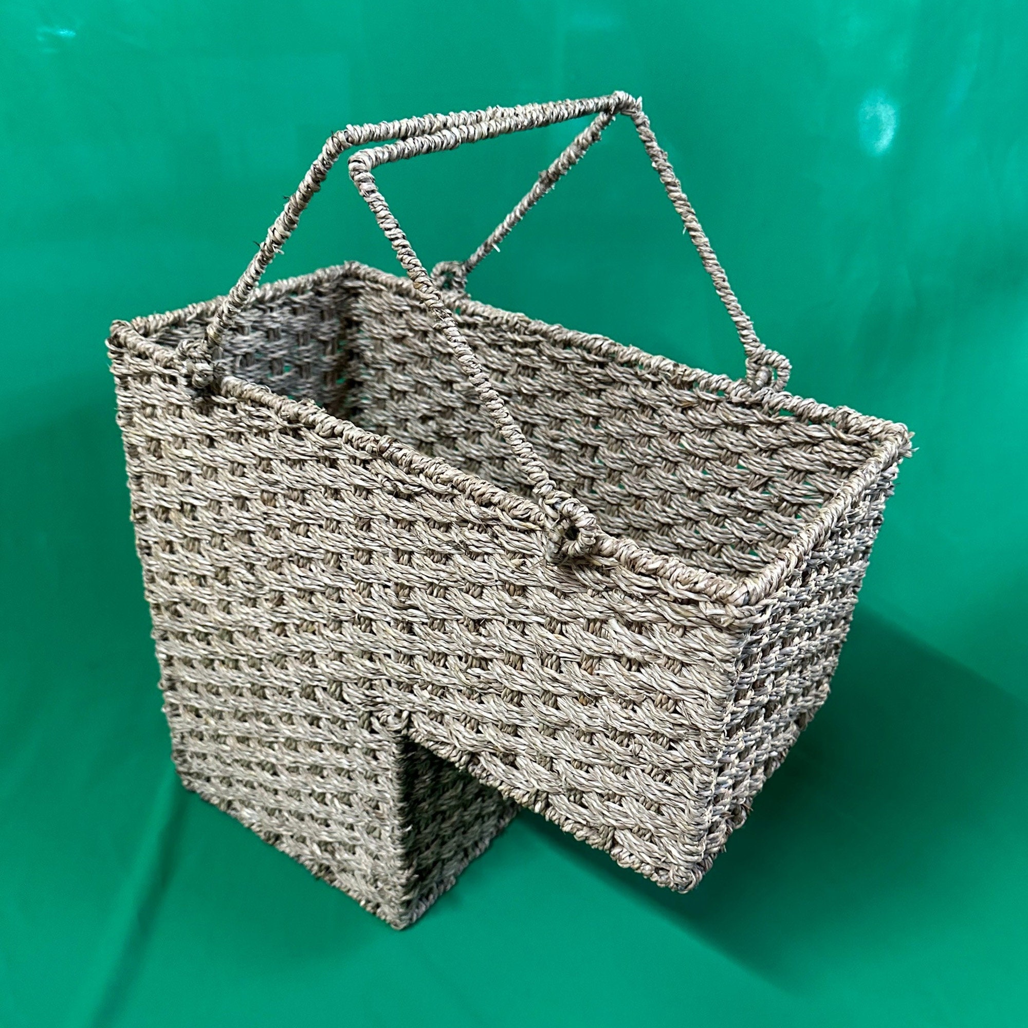 Wicker Stair Step Basket With Handle Staircase Basket Step Etsy