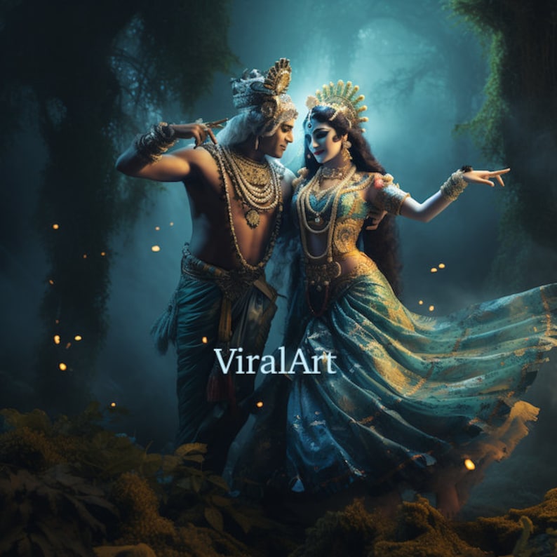 Radha Krishna Wall Art Etsy