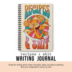 面白い書き込みジャーナルノート、レシピなど、クールなレトロビンテージデザインの書き込みブックギフト、スパイラルノートの罫線紙、6 x 8インチ。