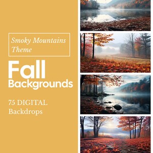 Fall/Autumn Themed Backdrops, Digital Photography Bundle of Exterior Fall Colors, Smoky Mountains Style, 75 Digital Photography Bundle