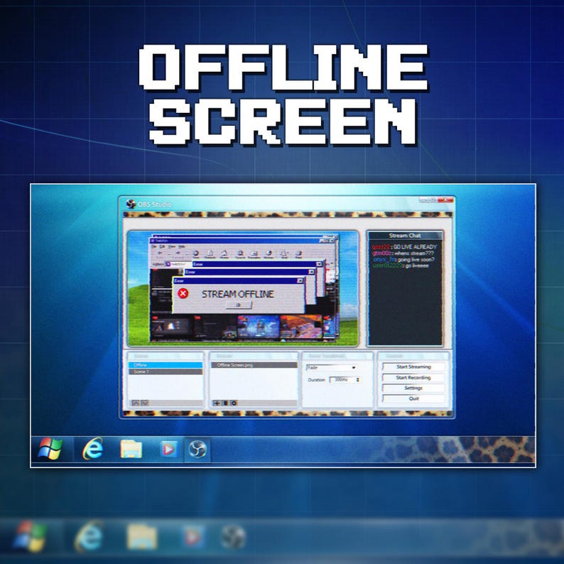 Stream View Display Windows 7 Stream Overlay Pack – Retro OBS Twitch Starting Soon & Panels ...