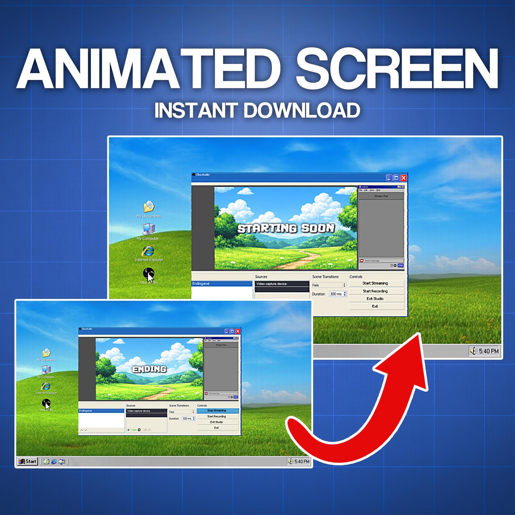 Windows XP Style Twitch Screens | Animated Starting Soon + Ending ...