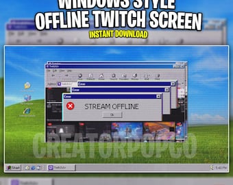 Twitch offline-skärm i Windows XP-stil | Retro felströmningsskärm för offline-skärm | Omedelbar nedladdning av Twitch-överlägg