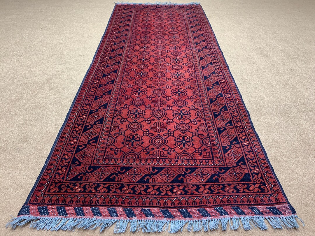 Vintage Runner Rug, 2.7x6.9 Ft Afghan Handmade Wool Area Runner Rug ...