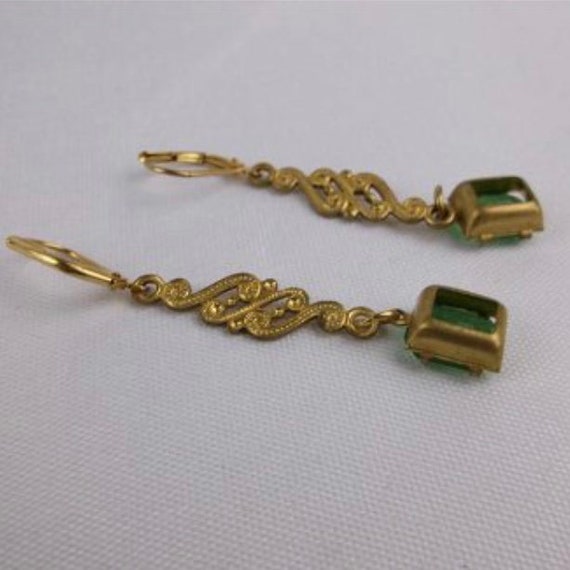 Vintage 1940s Rhinestone Drop Earrings - image 3