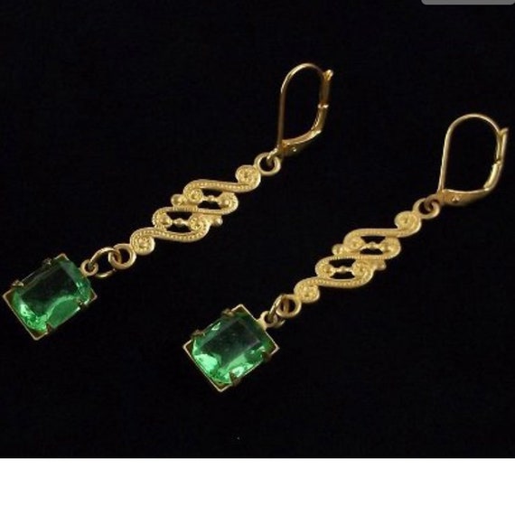 Vintage 1940s Rhinestone Drop Earrings - image 1