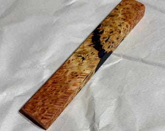 Handmade Modern Wood Mezuzah Case - Redwood Burl with Black Resin - Fits Tall Klaf/Scroll up to size 12 cm (5 inches)