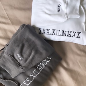 Custom Embroidered Roman Numeral Hoodie: Personalized Date Gift