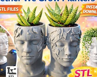 Mr and Mrs Head Planter STL Bundle, Couple Decor (Digital Download)