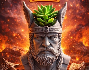 Viking Warrior Planter STL File | 3D Printable Norse Decor (Commercial License Available)