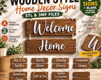 3D Print File: Wooden Style Home Decor Signs with Farmhouse Wall Art Designs