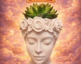 Goddess Head Planter STL File, Rose Crown, Succulent Pot (Digital Download)
