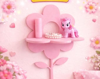 Estantería de pared con diseño floral (archivo STL), diseño imprimible en 3D para habitaciones infantiles.
