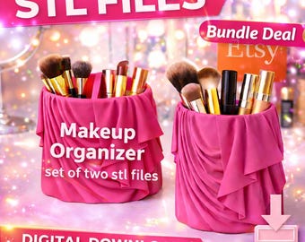 Draped Makeup Organizer STL Bundle, Vanity Cosmetic Holder (Digital Download, Commercial License)
