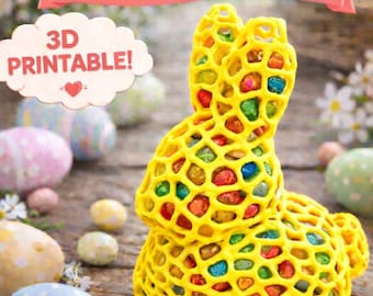Voronoi Easter Bunny STL – Chubby Candy Holder 3D Print (Commercial Use, Digital Download)