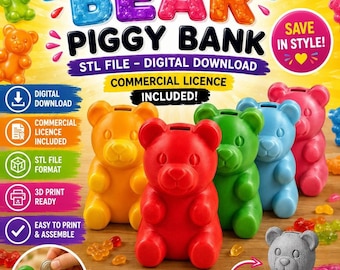Gummy Bear STL Piggy Bank 3D Print File | Digital Download with Commercial License