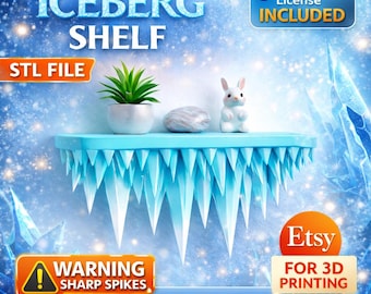 Iceberg Wall Shelf STL | Icicle Spike Floating Shelf 3D Print File (Digital Download)