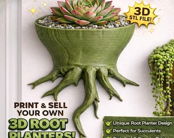 Root Wall Planter STL | 3D Printable Succulent Planter (Digital Download)