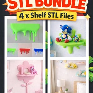 Kids Shelf STL Bundle, 4 Fun Designs for 3D Printing