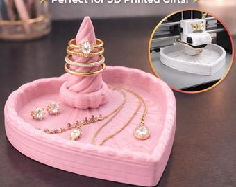 Heart Ring Holder STL | 3D Printed Jewelry Tray Organizer (Digital Download)