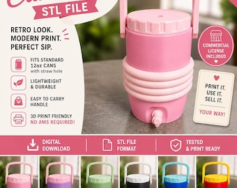 Mini Can Cooler STL File | Vintage 12oz Holder for Easy 3D Printing