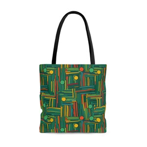 Handtasche mit grünen und gelben Linien