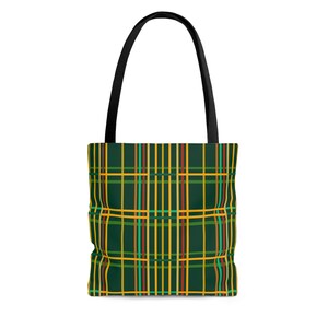Handtasche mit grünen und gelben Linien