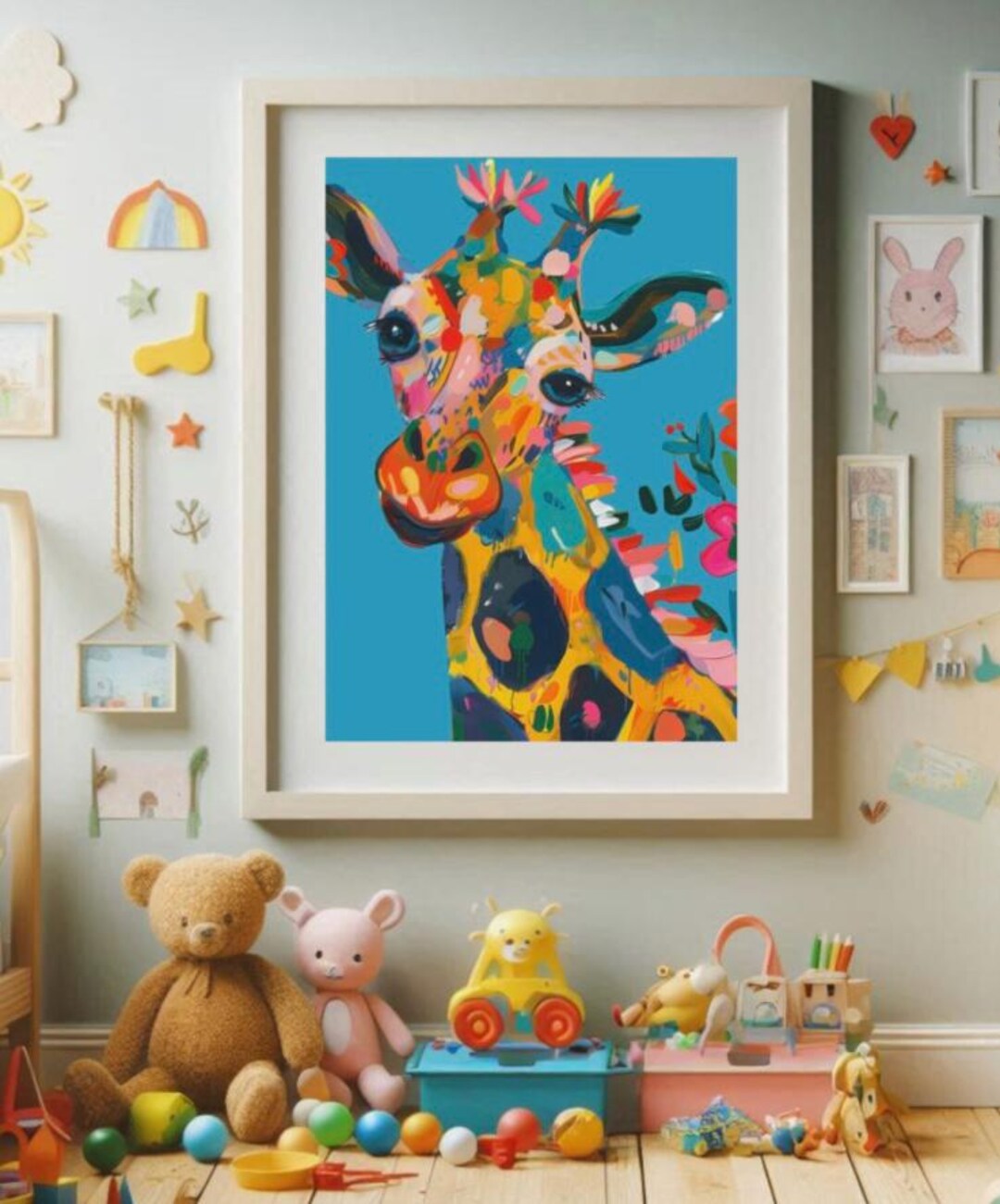 Giraffe Art Print / Vibrant Animal Wall Decor for Kids Room, Nursery ...