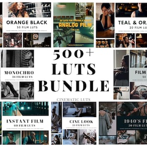 500+ Cinematic Bundle Film LUTs | Premiere Pro, Color Grading,  Video Luts, Video Editing, Retro Luts | Video Photo Mobile & Desktop |
