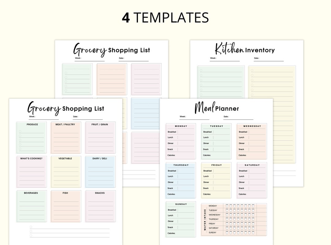 MEAL PLANNER PRINTABLE, Minimal Planner, Undated Printable Planner ...