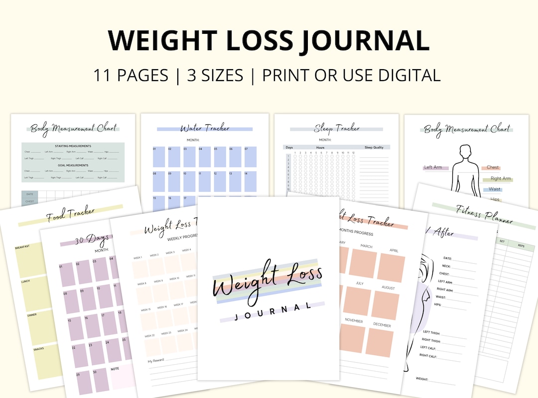 Weight Loss Journal Printable: Minimalist Planner (digital Download) - Etsy