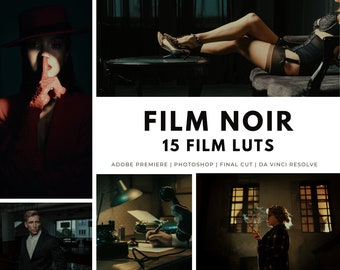 15 FILM NOIR LUTS Film LUTs | Premiere Pro, Color Grading,  Video Presets, Video Editing, Retro Presets | Video Photo Mobile & Desktop |