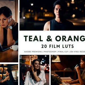 20 TEAL ORANGE LUTs | Premiere Pro, Color Grading,  Video Presets, Video Editing, Retro Presets | Video Photo Mobile & Desktop |