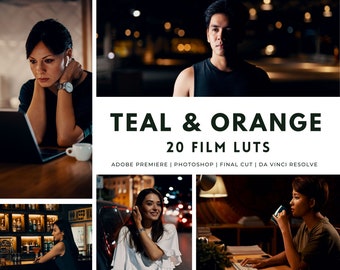 20 TEAL ORANGE LUTs | Premiere Pro, Color Grading,  Video Presets, Video Editing, Retro Presets | Video Photo Mobile & Desktop |