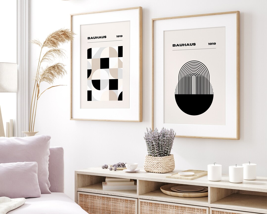 Set of 2 Bauhaus Minimalists Wall Art, Digital Prints, Renaissance Art
