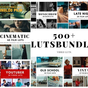 500+ Cinematic Bundle Film LUTs | Premiere Pro, Color Grading,  Video Luts, Video Editing, Retro Luts | Video Photo Mobile & Desktop |