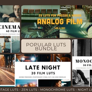 111 POPULAR BUNDLE Film LUTs | Premiere Pro, Color Grading,  Video Luts, Video Editing, Retro Luts | Video Photo Mobile & Desktop |