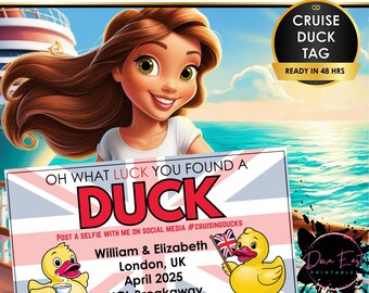 Personalized Cruising Ducks Tag, Digital Download, Tags for Ducks, Carnival, NCL, RCL, Rubber Duck, Cruise Duck, United Kingdom, UK Ducks
