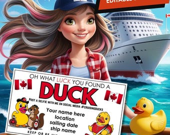 Canada Cruising Duck Tags – Editable Cruise Tags for Duck Hide and Seek | Rubber Duck for Cruise Lovers | Canva Template | Print at home