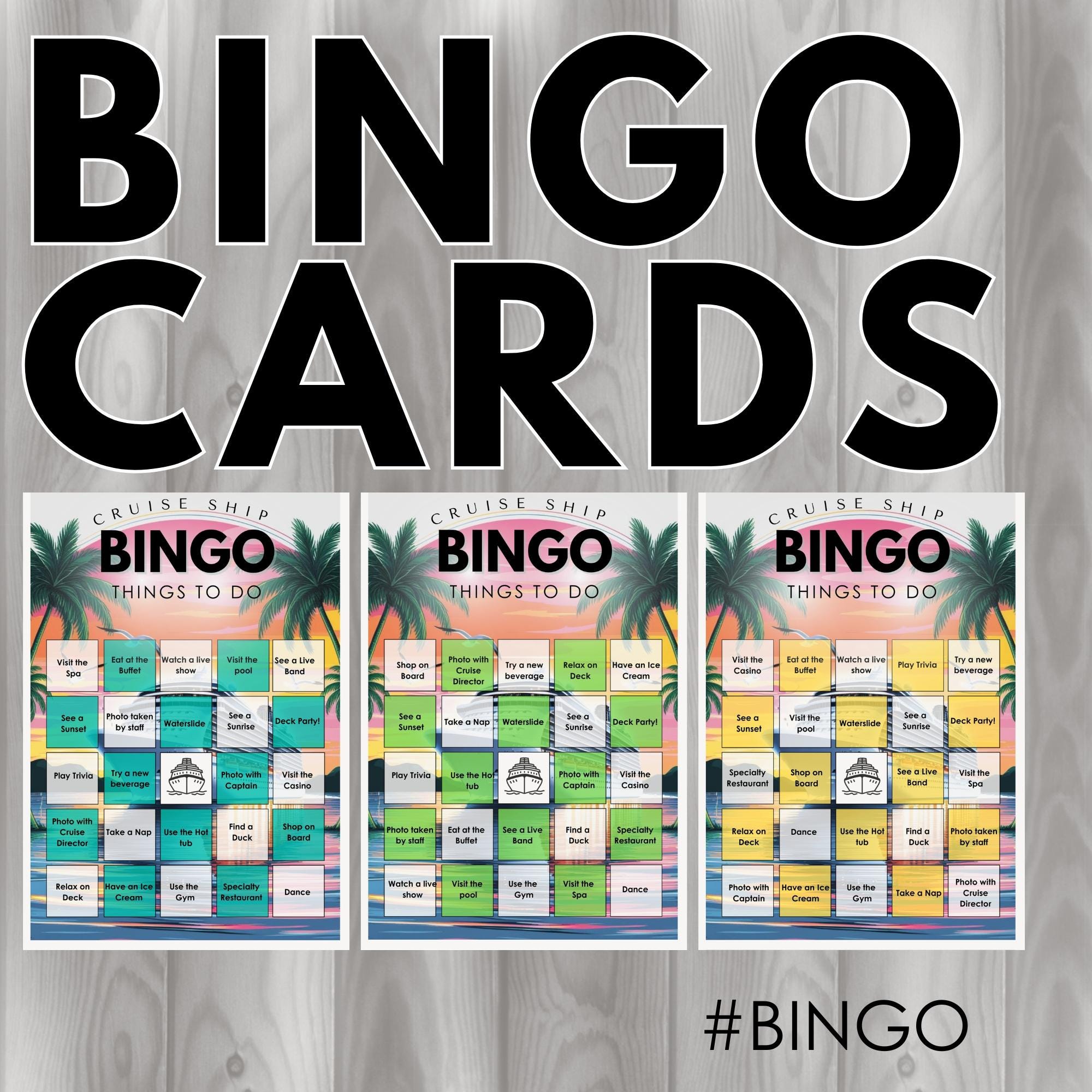 CRUISE BINGO CARD - Things to Do Cruise Bingo Cards - Fun &amp; Printable ...