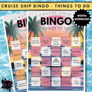 CRUISE BINGO CARD - Things to Do Cruise Bingo Cards - Fun & Printable Game for Your Next Vacation Print at home - Digital Download -Fun Game